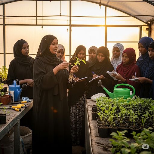 Women learning agricultural techniques